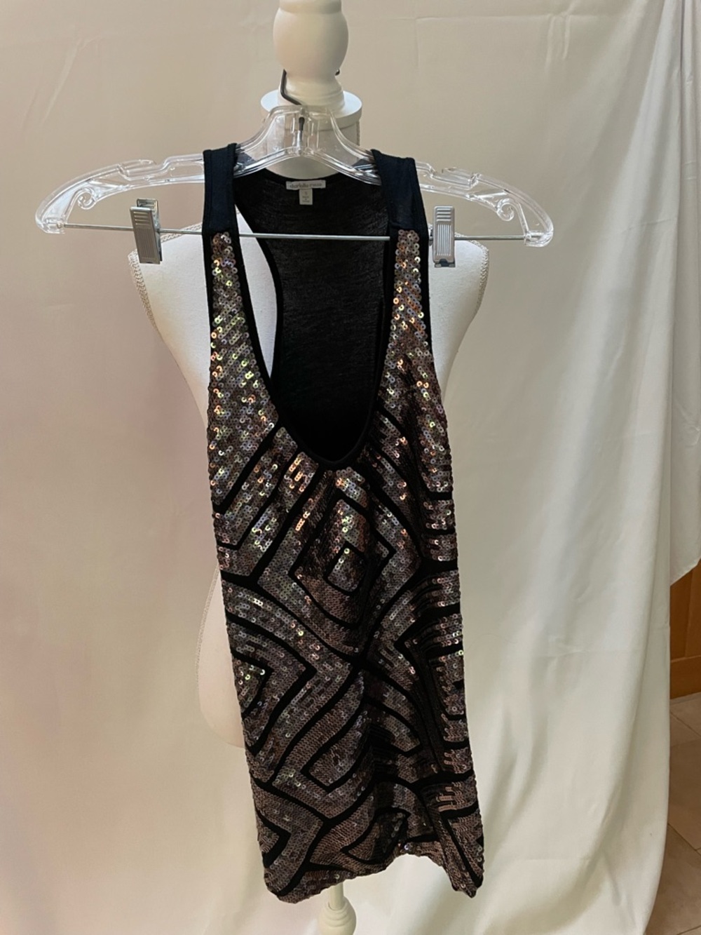 Charlotte Russe Black and Silver Sequin Tank